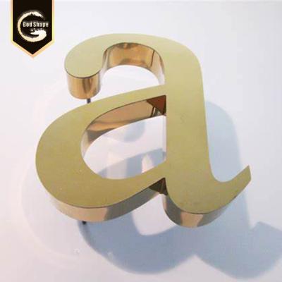 China Eco-friendly Stainless Steel Factory Non-illuminated Golden Yellow 3D Laser Cut Letter Alphabet Number Signs for sale