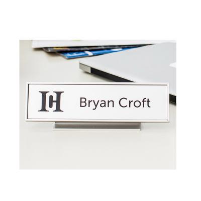 China Name Card Holders Name Display Aluminum Metal Desktop ID Plate Outdoor Custom Tabletop Acrylic Nameplate for sale