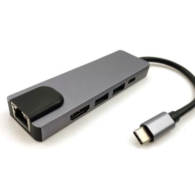 China Type C Hub 4K*2K Type C To HDMI RJ45 2USB3.0 PD Hub PD Type C 5 In 1 Multifunction Hub for sale