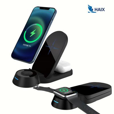 China â ‰ ¤ 6mm 2022 Trending Products 3 in 1 Wireless Quick Charger H22 Finger Pendulum Qi Stand Dock Dock Station for iPhone iwatch airpods for sale