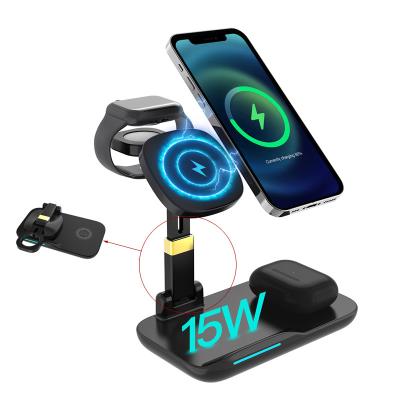 China Fast Charging Stand New 3 in 1 Foldable Charging Dock Stand Fast Speed ​​Wireless Charger for iWatch Series Airpods iPhone Samsung Galaxy for sale