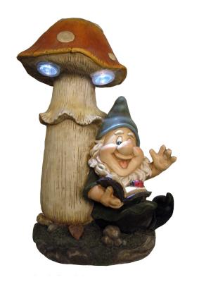 China Wonderful Solar Light Yard Decorations In Gnome Reading Under Mushroom Shape for sale