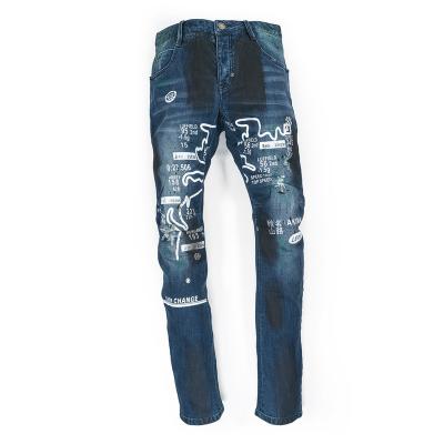 China 2022 Custom Graffiti Packing Mens Jeans Breathable Slim Fashion Trend Straight Pants for sale