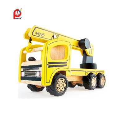 China Wooden wood for kids toy mobile crane diy car role playing toys for sale