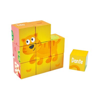 China A Fun Cube Style Puzzle With Six Different Options Hape Friendship Puzzle Blocks Wooden 3D Puzzle Children Educational Toys For Children for sale