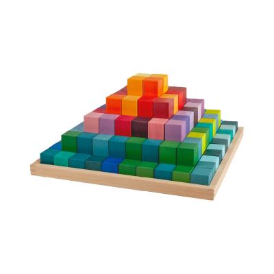 China 100 Pcs Montessori Toys Wooden Non-Toxic Material Rainbow Wooden Puzzle Blocks Learning Toys For Kids Age Grade 18M+ for sale