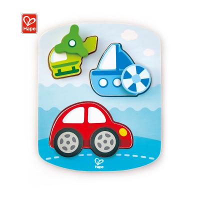 China Educational Wooden Puzzle Toys Cartoon 3D Dynamic Vehicle Design Puzzles Kids Educational Toy For Children for sale