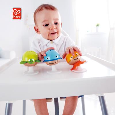 China Hot Sale Cute Animal Shape Hape Baby Rattle Set Toys With Suction Cup Wooden Toys for sale