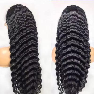 China Wholesale Deep Wave Cuticle Aligned Long Deep Wave Lace Headband Wigs Pre Pluck 28inch 30inch Peruvian Hair Wig For Black for sale