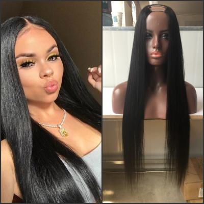 China Cheap Wholesale Silky Straight Wave Silky Straight Remy Brazilian Human Hair Lace Wig U Part for sale