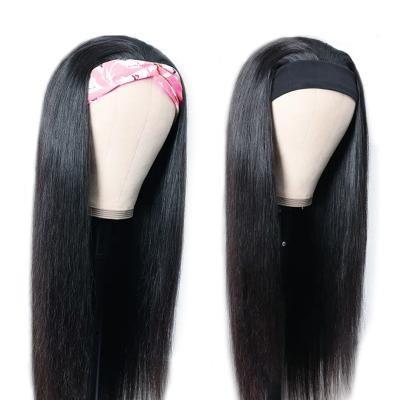 China Brazilian Virgin Long Human Hair Headband Wig Straight Natural Hair Wholesale Straight Wigs None Lace Headband Scarf Wig for sale