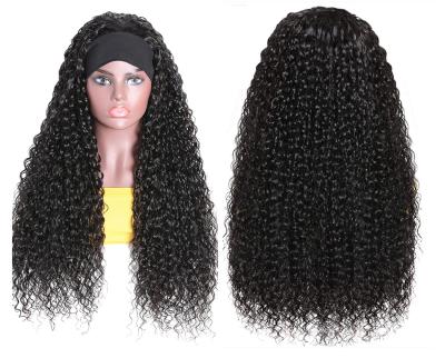 China Long Wet Curly Virgin Hair Headband Glueless Full Wrap Wig Machine Made Curly Hand Grip Headband Virgin Wigs For Black Women for sale