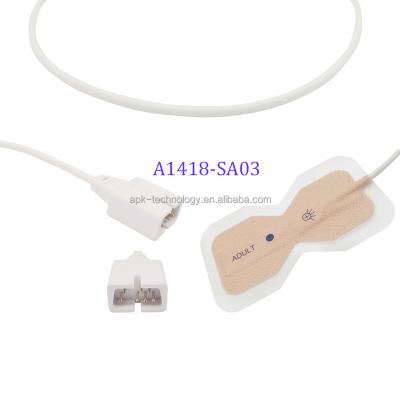 China SpO2 cable Nellcor DB9 7pin disposable medical patient monitoring for adut/neonatal A1418-SA03 for sale