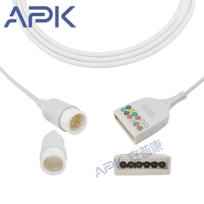 China Medical Patient Monitoring HP ECG Trunk Cable HP ECG Compatible Molded HP Din Style 6 Lead Trunk Cable Around 12pin for sale