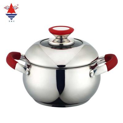 China Amazon viable hot selling stainless steel with apple shape and silica gel handle cookware pot cookware set zu verkaufen