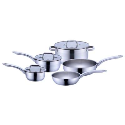 中国 Traditional stainless steel cookware set with thermo knob and masterclass premium cookware set for 8PCS a set 販売のため