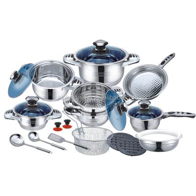 China Sustainable Hot Selling 24pcs German Cookware Set Stainless Steel Pot Set For Cooking for sale