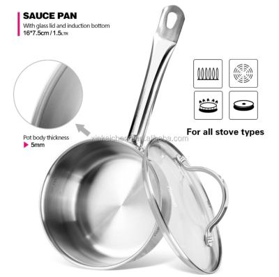 China Sustainable Kitchenware Accessories Pots And Pans Set 15-Piece Surgical Stainless Steel Cookware zu verkaufen