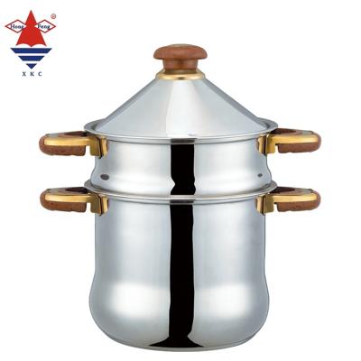 中国 Viable Hot Sale Food Convenient Warmer Stock Pot with Steamer Couscous Pot Stainless Steel Cookware Set 販売のため