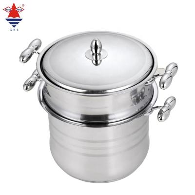 中国 Sustainable Induction Bottom Soup Pot Stock Pot With Steamer Stainless Steel Couscous Pot 販売のため