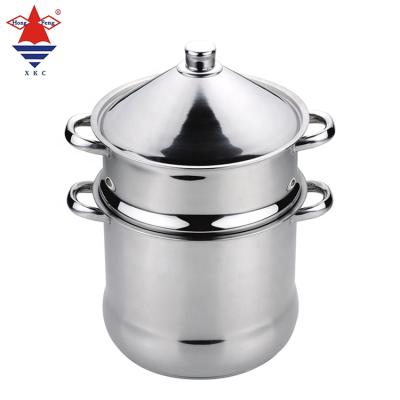 Chine High quality viable hot sale cookware stainless steel stock pot with steamer set couscous pot à vendre