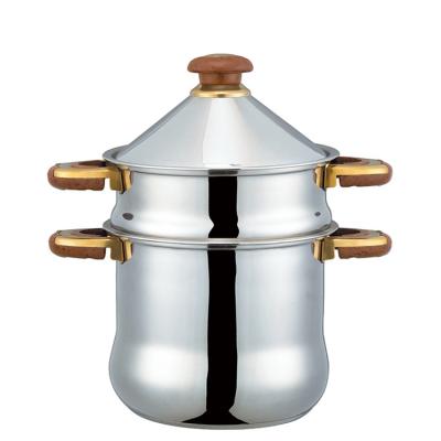 중국 Viable Hot Sale Kitchenware Cooking Pot Multifunctional Pot Casserole With Steamer Stainless Steel Couscous Pot 판매용