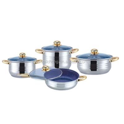 中国 Sustainable high quality stainless steel cookware set cooking pot nonstick nonstcik frying pan 販売のため