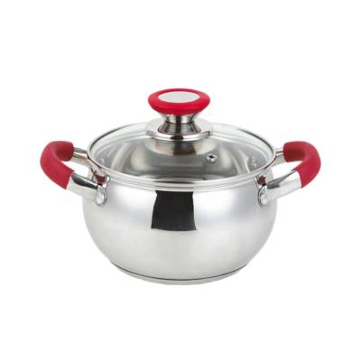 China Hot Selling European Unique Style Sustainable Apple Shape Clear Glass Cover Stainless Steel Casserole Cooking Pot for sale