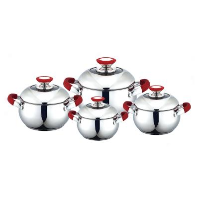 China Viable hot sale european style unique apple shape glass cover casserole stainless steel cookware set en venta