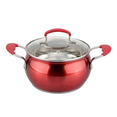 China Sustainable Hot Sale Cookware Apple Shape Pot Induction Casserole Stainless Steel Cookware With Silicon Handle Te koop