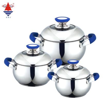 China Sustainable Hot Sale Amazon Apple Shape And Silica Gel Handle Stainless Steel Cookware Set for sale