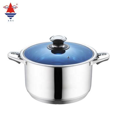 중국 Sustainable Hot Sale Induction Non Stick Pot Stainless Steel Casserole Soup Pot With Glass Lid 판매용