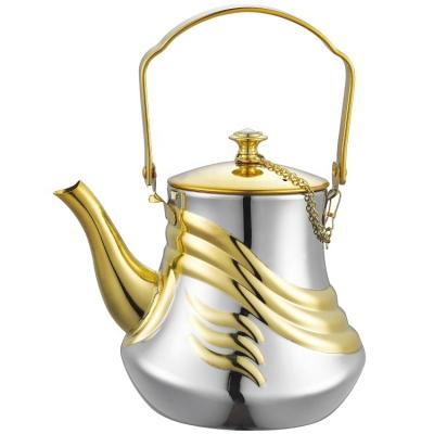 Cina Sustainable Stainless Steel Teapot Gold Tea Kettle With Tea Strainer Water Pot in vendita