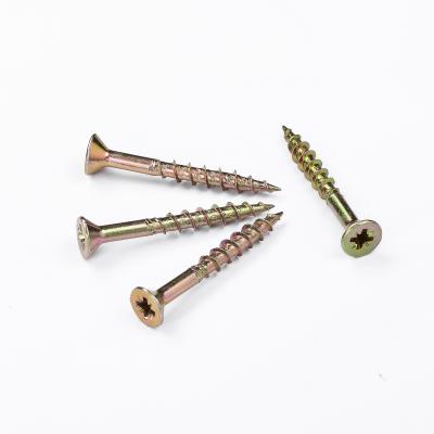 China Pan Zinc Plated Screw M5x40 Chipboard Screw Csk Counstersunk Head Pozi Drive Self Tapping Screw With Seeds Factory Price Yellow Te koop