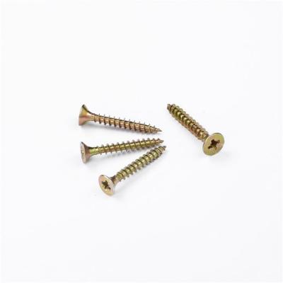 China Drive Wood Chipboard Pozi Pan Steel Golded Csk Head Screws Yellow Galvanized Screws For for sale