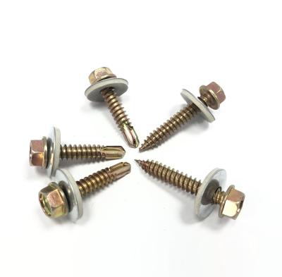 China Pan. DIN7504K Galvanized Hex Washer Head Drilling Screw With Epdm Washer Roofing Screw en venta