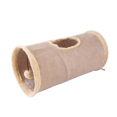 China High Quality Collapsible Travel Cat Tunnel Tube Cat Felt Channel With Pompoms Cat Toy Tunnel for sale