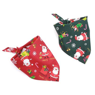 China Viable Christmas Pet Supplies Cat Dog Bandana Bibs Polyester Cotton Pet Scarf Single Layer Pet Saliva Towel Triangle for sale