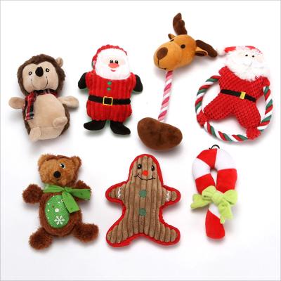 China Christmas Viable Series Santa Claus Plush Dog Chew Toy Dog Squeaky Puzzle Chewing Soft Toys Set for sale