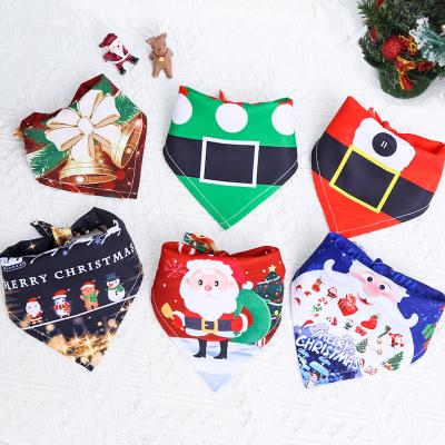 China Fashionable Polyester Christmas Dog Triangle Scarf Pet Triangle Saliva Viable Towel For Dogs Cats for sale