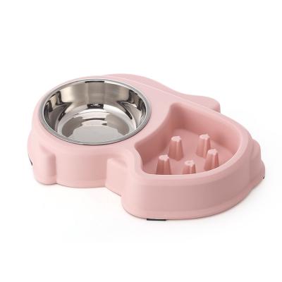 China Automatic Pet Feeding and Drinking Bowl Dual Function Anti-Slip Plastic Slow Feeder Dog Food Bowl for sale