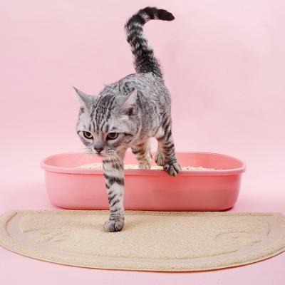 China Pet Cats Semicircle Pvc Plastic Waterproof Direct Pet Garbage Deal Mat Feeding Pet Floor Indoor Clean Carpet for sale