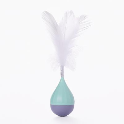 China Viable Interactive Funny Cat Toys Funny Cat Stick Toys ABS Feather Tumbler Ball Balance Cat Stick for sale