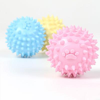 China Viable Colorful Soft TPR Thorn Pet Puppy Chew Supplies Playing Grinding Molars Biting Ball Toys for sale