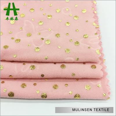 China Hot Stretch Mulinsen Textile Soft Sale Hand Feel DTY Brush Fabric With Emboss And Foiled for sale