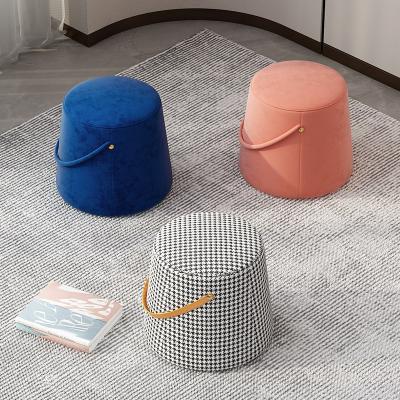 China (Other) Fashion Fabric Velvet Round Stools Ottoman Wholesale Adjustable Nordic Modern Living Room Furniture Stool for sale