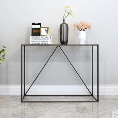 China Wholesale Nordic Industrial Simple Living Room Furniture Stable Porch Iron Bookcase Narrow Console Table for sale