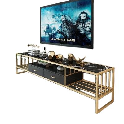 China Modern Nordic Home Marble Cabinet TV Table Iron TV Cabinet Easy To Clean Living Room TV Stand for sale