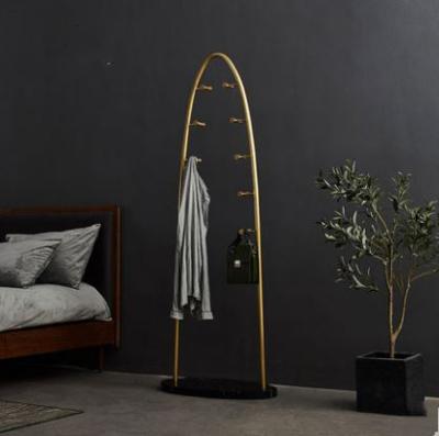 China (Others) Wholesale Adjustable Luxury Marble Coat Rack Gold Metal Marble Base Clothes Shop Commercial Furniture Towel Coat Rack for sale