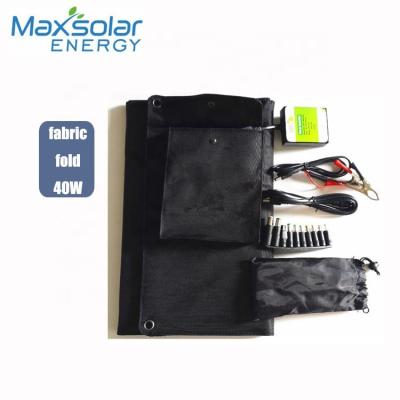 China Charging Fabric Folding Solar Panel 40W Family Use Portable USB Power Solar Panel Battery Charger For Car Boat Motorcycle Monophous Panel for sale